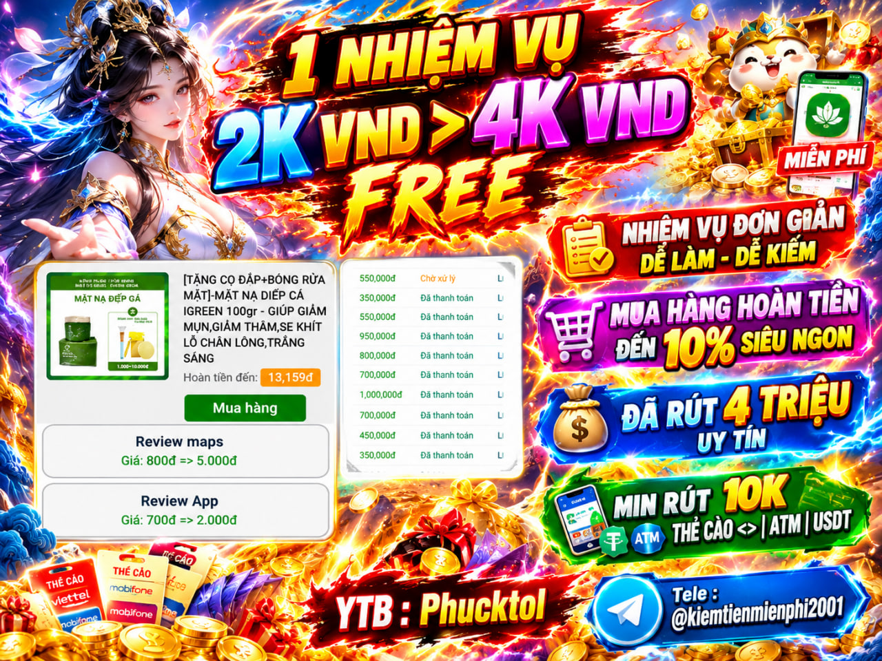 Vượt Link + Review Map + 500d > 5k Cực Cao Mua Hàng Hoàn Tiền 55%